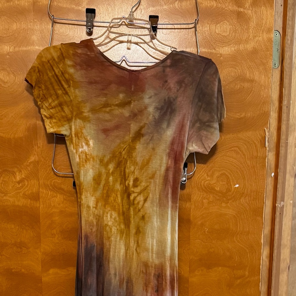 New Love Tan Jane tie dye Goddess V neck Maxi Dress XS - Picture 7 of 11
